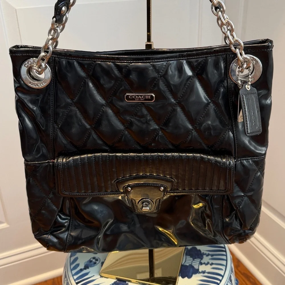 Coach Poppy Liquid Glass Quilted Shoulder Bag